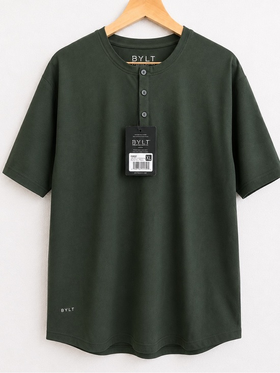 BYLT Basics Other - NWT BYLT Henley signature mens short sleeve forest green size XL tee shirt